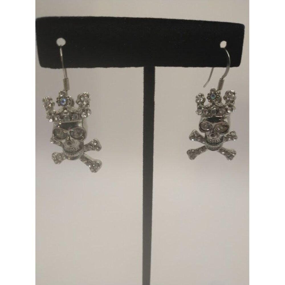 Skull & Crossbones Earrings With Rhinestones
